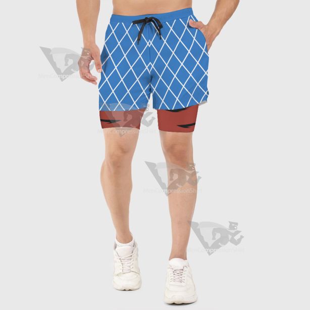 Jojos Bizarre Adventure Guido Mista Blue Men Compression Gym Short