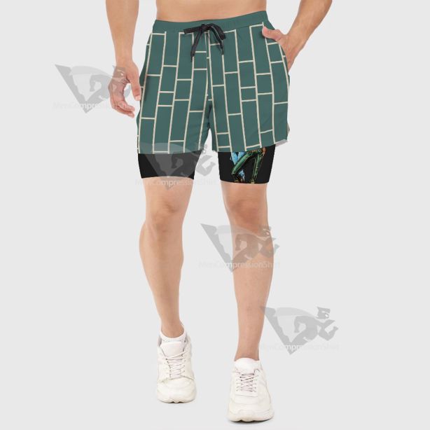 Jojos Bizarre Adventure Kuujou Jolyne Blue Men Compression Gym Short