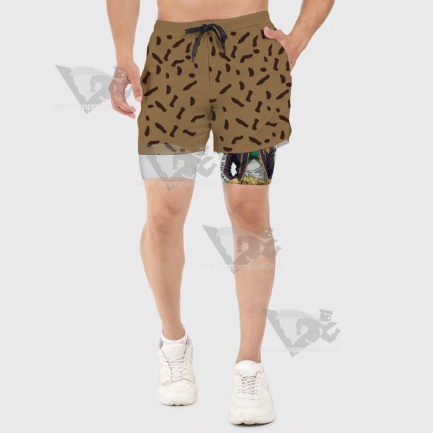 Jojos Bizarre Adventure Kuujou Joutarou Yellow Men Compression Gym Short