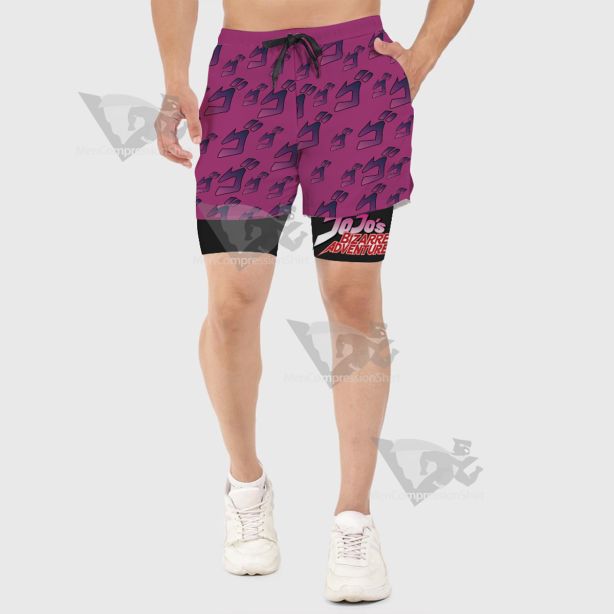 Jojos Bizarre Adventure Menacing Aura Pink Men Compression Gym Short