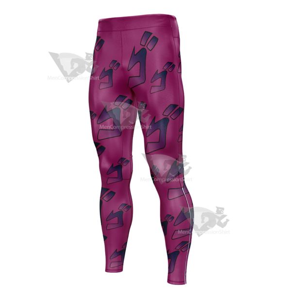 Jojos Bizarre Adventure Menacing Aura Pink Mens Compression Legging