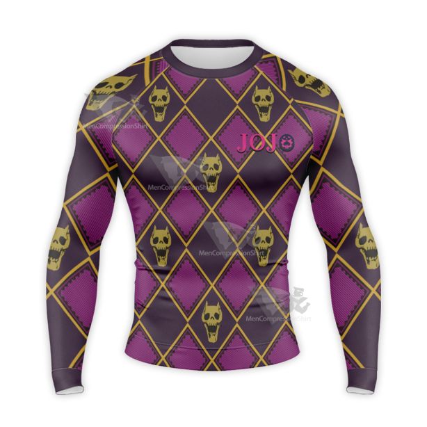 Jojos Bizarre Adventure Yoshikage Kira Purple Long Sleeve Compression Shirt