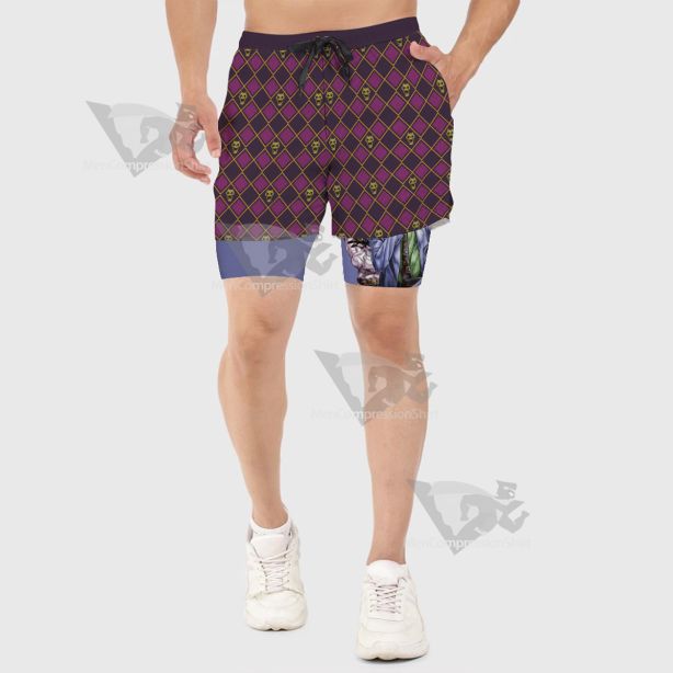 Jojos Bizarre Adventure Yoshikage Kira Purple Men Compression Gym Short