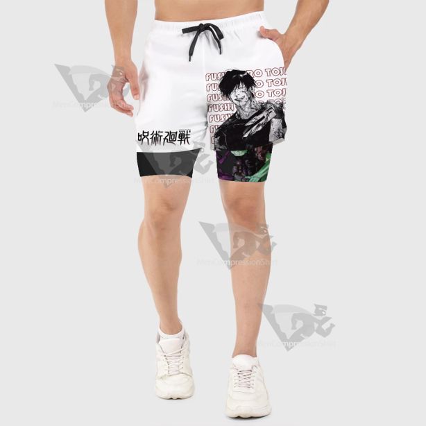 Jujutsu Kaisen Fushiguro Touji White Men Compression Gym Short