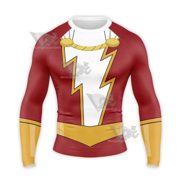 Justice League Action Shazam Red Cosplay Long Sleeve Compression Shirt