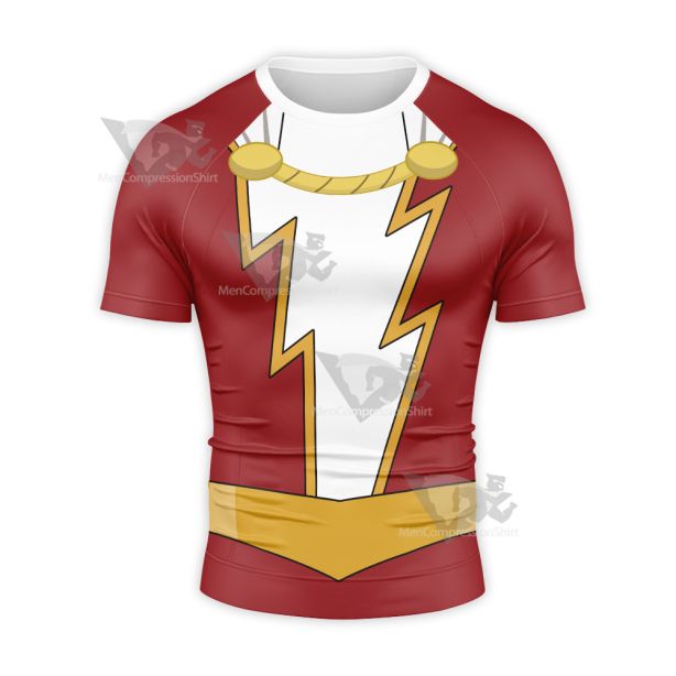 Justice League Action Shazam Red Cosplay Short Sleeve Compression Shirt