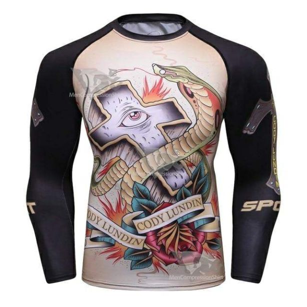 King Cobra Snake Mexican Graffiti Elite Long Sleeve Rashguard