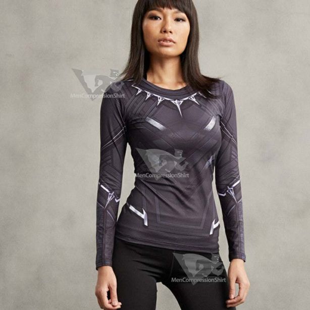 King Tchalla Long Sleeve Gym Compression Shirt For Women