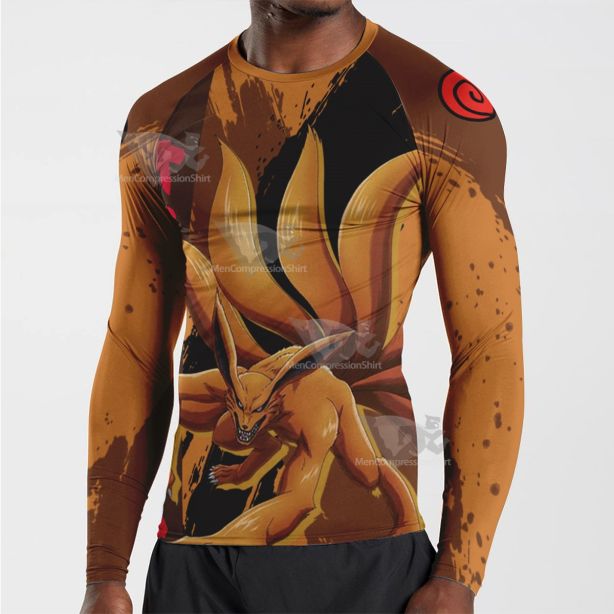 Kurama Nine Tailed Fox Orange Long Sleeve Compression Shirt