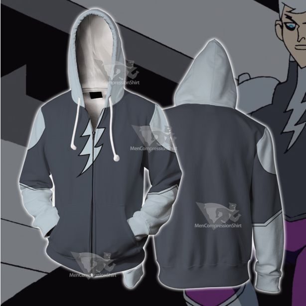 Legion Of Super Heroes Mekt Ranzz Grey Cosplay Zip Up Hoodie