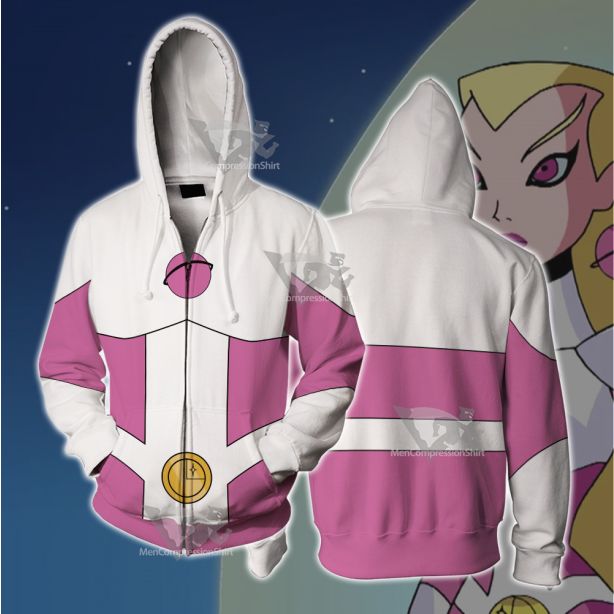 Legion Of Super Heroes Saturn Girl Pink Cosplay Zip Up Hoodie