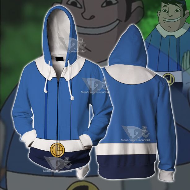 Legion Of Superheroes Bouncing Boy Blue And White Cosplay Zip Up Hoodie