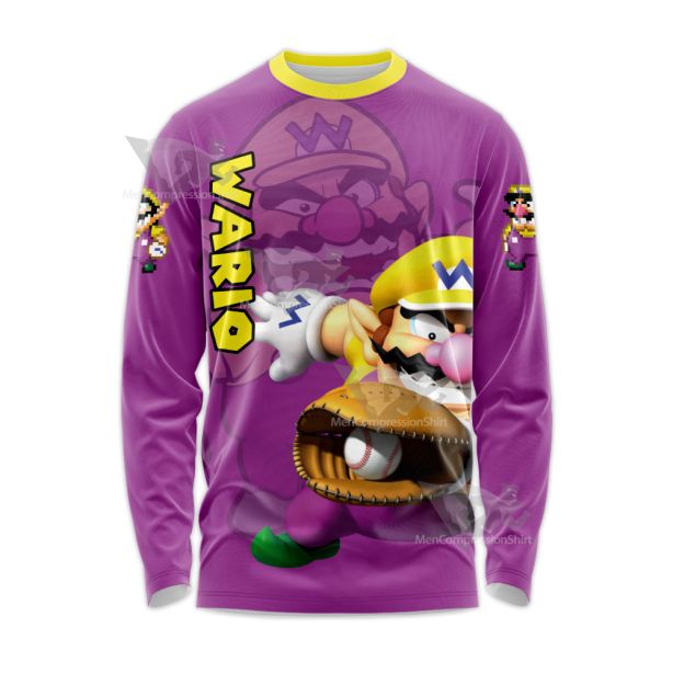 Mario Sports Wario Play Baseball Long Sleeve Shirt