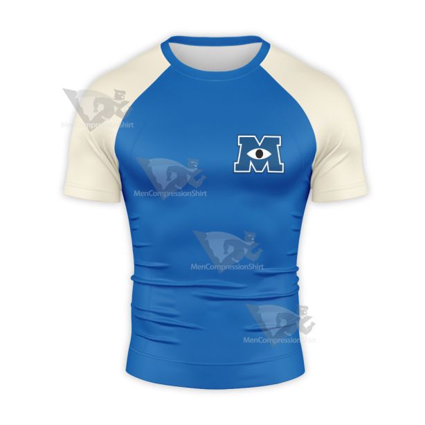 Monsters University Campus Blue Jacket Short Sleeve Compression Shirt