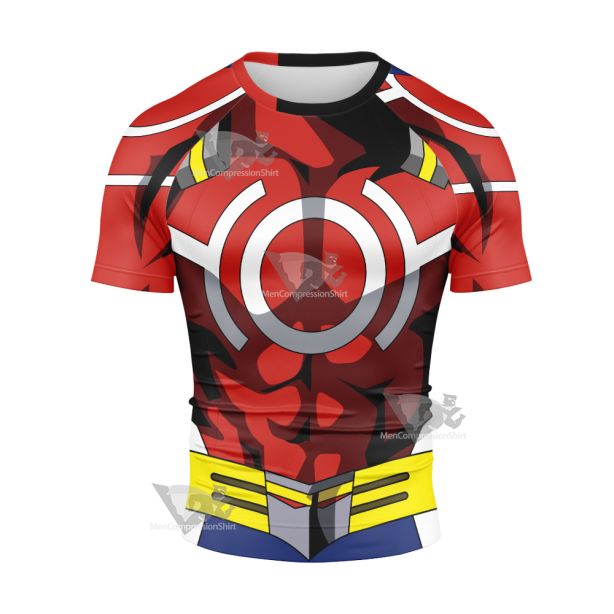 My Hero Academia All Might Toshinori Yagi Red Short Sleeve Compression Shirt