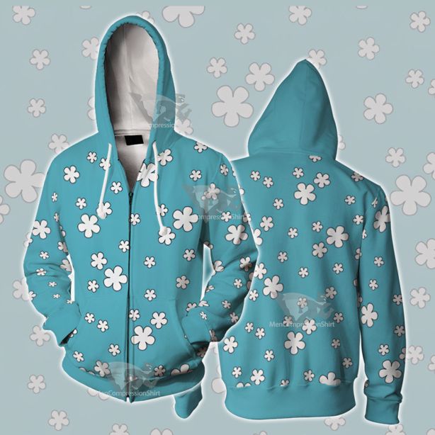 Nami Kimono Blue Flower Cosplay Zip Up Hoodie