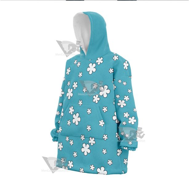 Nami Kimono Blue Flower Snug Oversized Blanket Hoodie