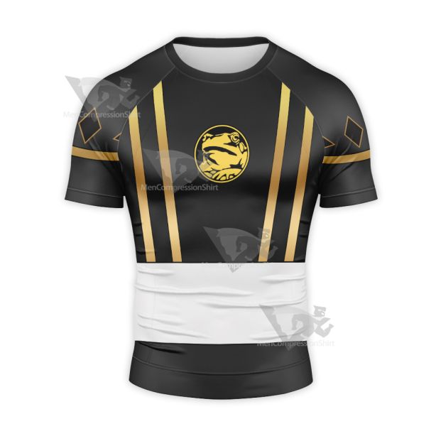 Ninja Rangers Black Ranger Cosplay Short Sleeve Compression Shirt