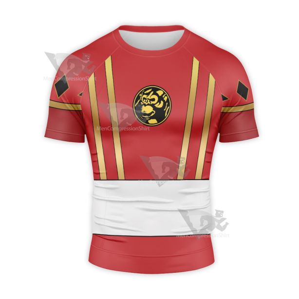 Ninja Rangers Red Ranger Cosplay Short Sleeve Compression Shirt