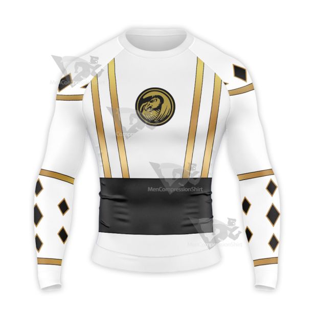 Ninja Rangers White Ranger Cosplay Long Sleeve Compression Shirt