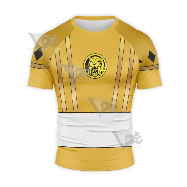 Ninja Rangers Yellow Ranger Cosplay Short Sleeve Compression Shirt