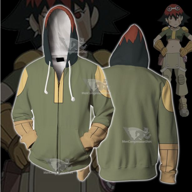 Oban Star Racers Eva Wei Green Cosplay Zip Up Hoodie