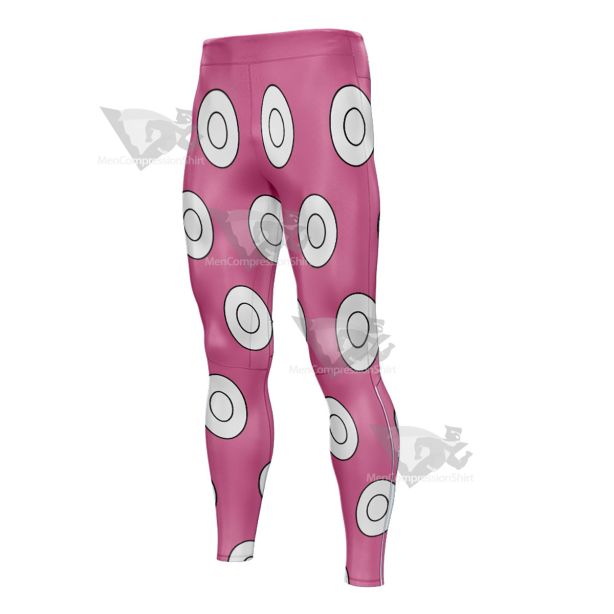 One Piece Brook Pink And White Circle Mens Compression Legging