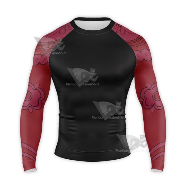 One Piece Dracule Mihawk Red Long Sleeve Compression Shirt