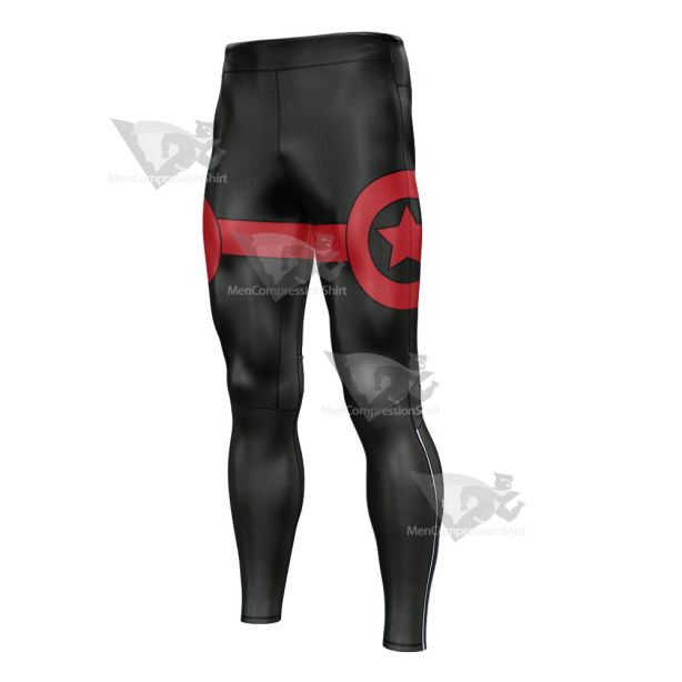 One Piece Franky Black And Red Star Mens Compression Legging