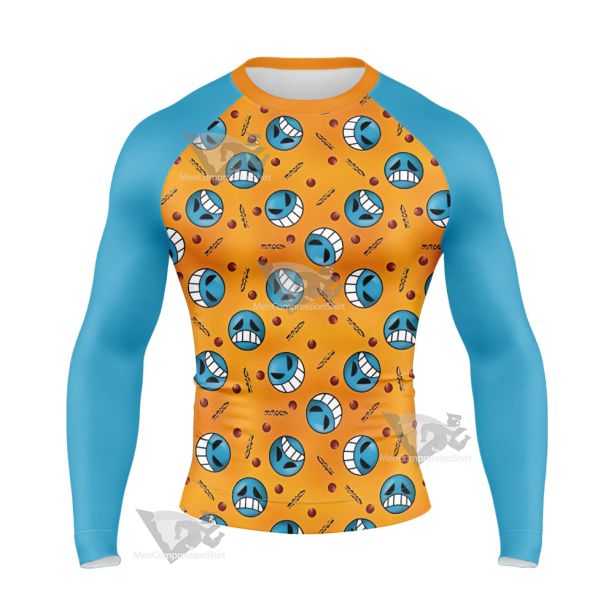 One Piece Inspired Pirate Firefist Long Sleeve Compression Shirt