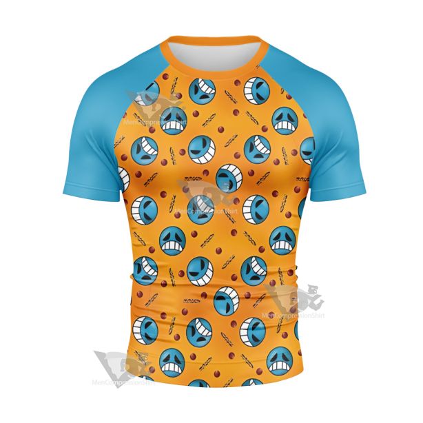 One Piece Inspired Pirate Firefist Short Sleeve Compression Shirt