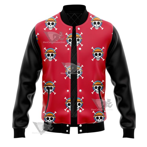 One Piece Monkey D Luffy Skull Flag Varsity Jacket