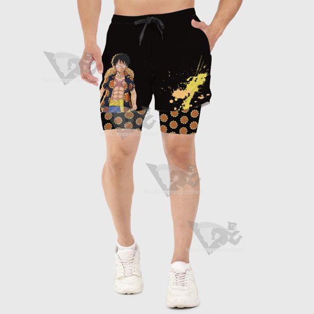 One Piece Monkey D Luffy Sunshine Island Men Compression Gym Short