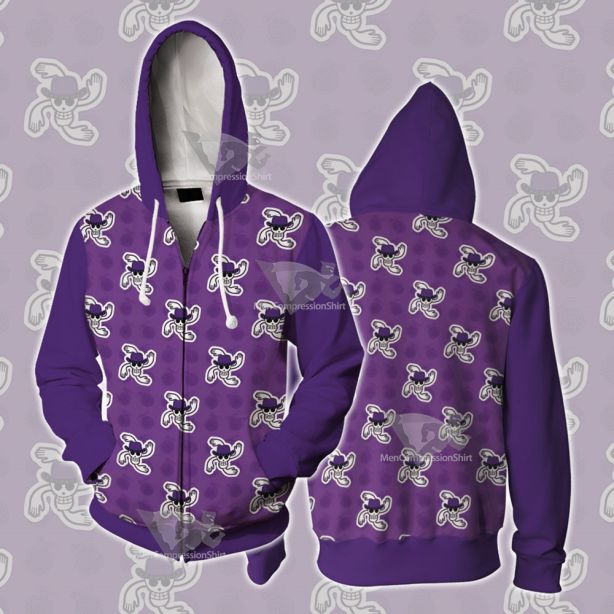 One Piece Robin Skull Flag Cosplay Zip Up Hoodie