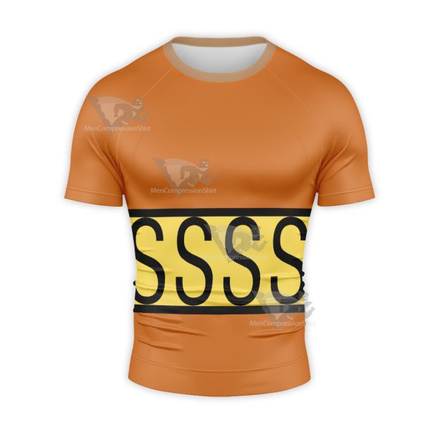 One Piece Sanji Orange Short Sleeve Compression Shirt