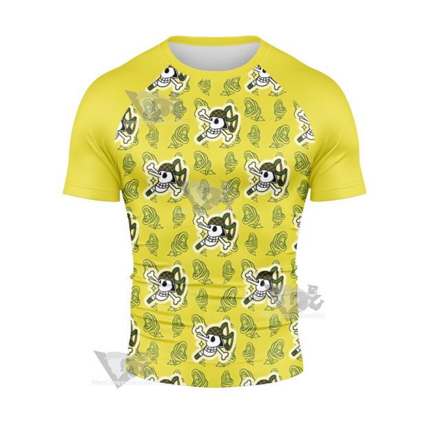 One Piece Usopp Skull Flag Short Sleeve Compression Shirt