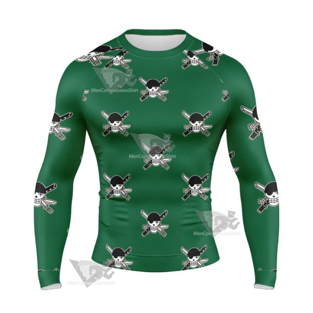 One Piece Zoro Skull Flag Long Sleeve Compression Shirt