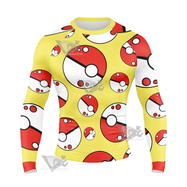 Pm Go Pokeball Yellow Long Sleeve Compression Shirt