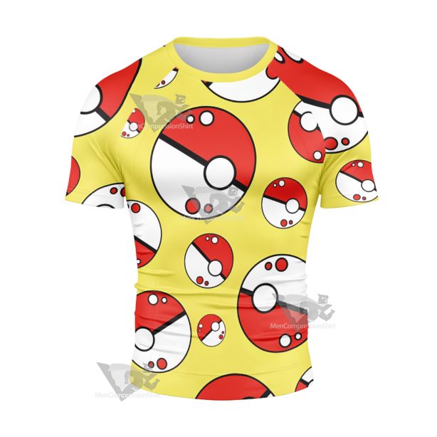 Pm Go Pokeball Yellow Short Sleeve Compression Shirt