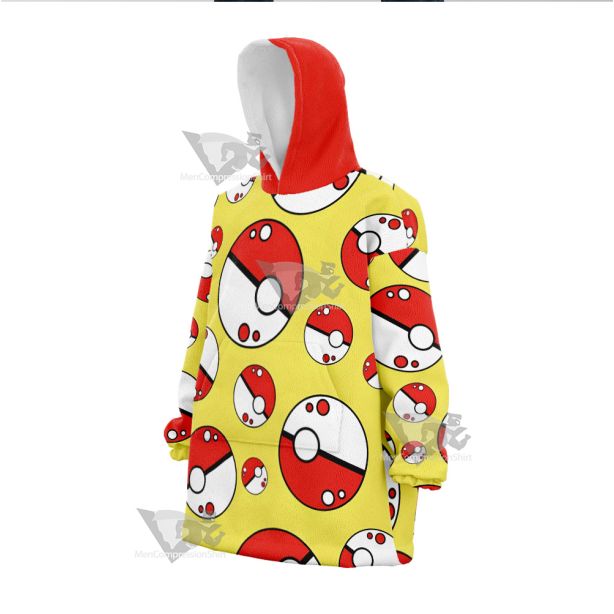 Pm Go Pokeball Yellow Snug Oversized Blanket Hoodie