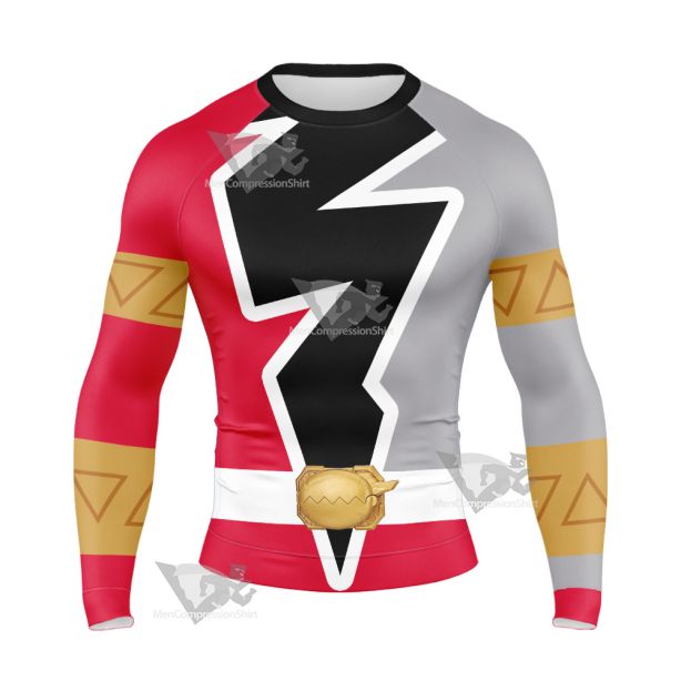 Power Rangers Dino Fury Red Ranger Long Sleeve Compression Shirt