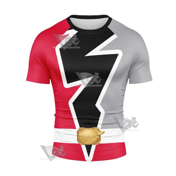 Power Rangers Dino Fury Red Ranger Short Sleeve Compression Shirt