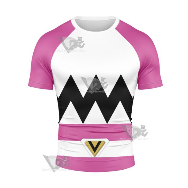 Power Rangers Lost Galaxy Episode Pink Short Sleeve Compression Shirt