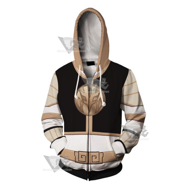 Power Rangers Mighty Morphin White Ranger Cosplay Zip Up Hoodie