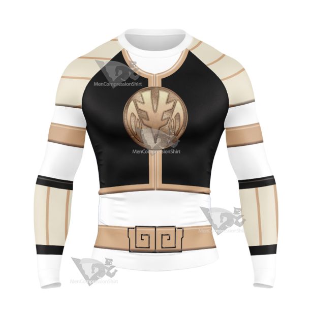 Power Rangers Mighty Morphin White Ranger Long Sleeve Compression Shirt