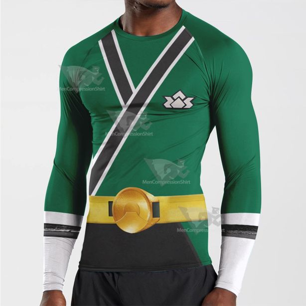 Power Rangers Samurai Green Long Sleeve Compression Shirt