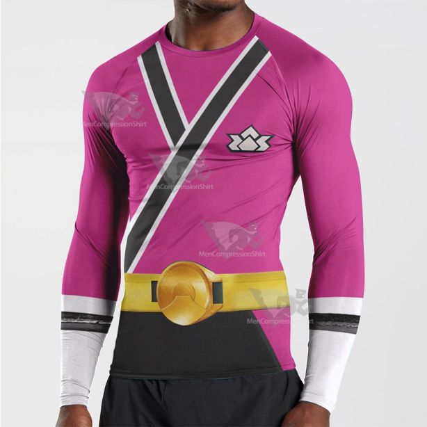 Power Rangers Samurai Pink Long Sleeve Compression Shirt