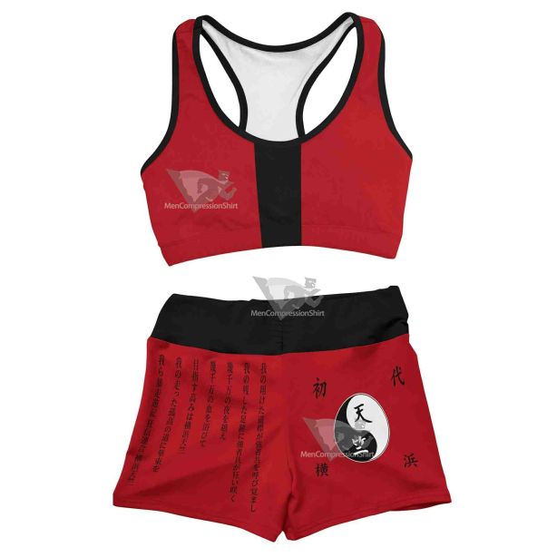 Red Tenjiku Women Compression Active Wear Set