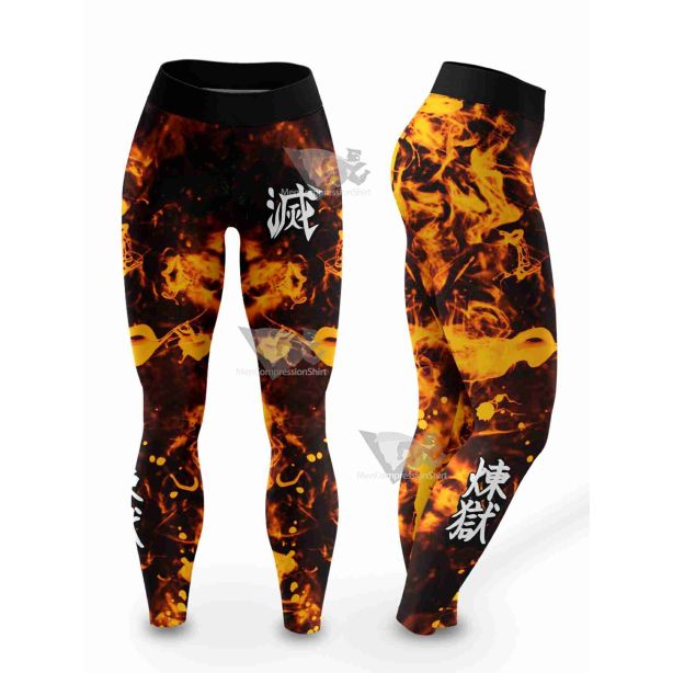 Rengoku Tie Dye Women Compression Leggings