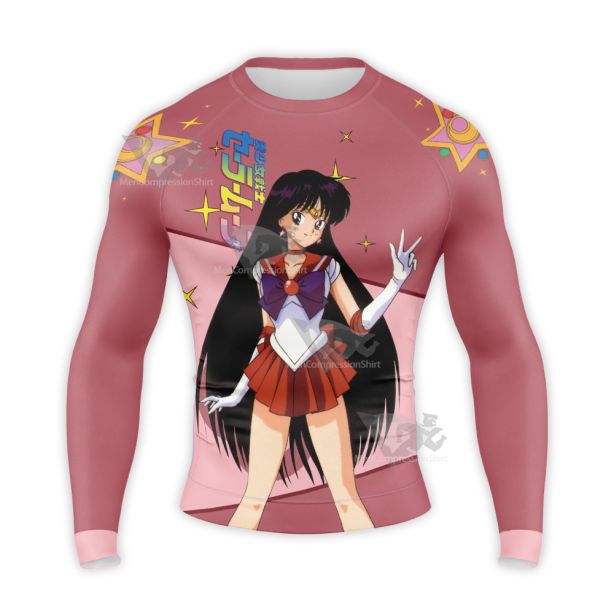 Sailor Moon Sailor Mars Rei Hino Red Long Sleeve Compression Shirt